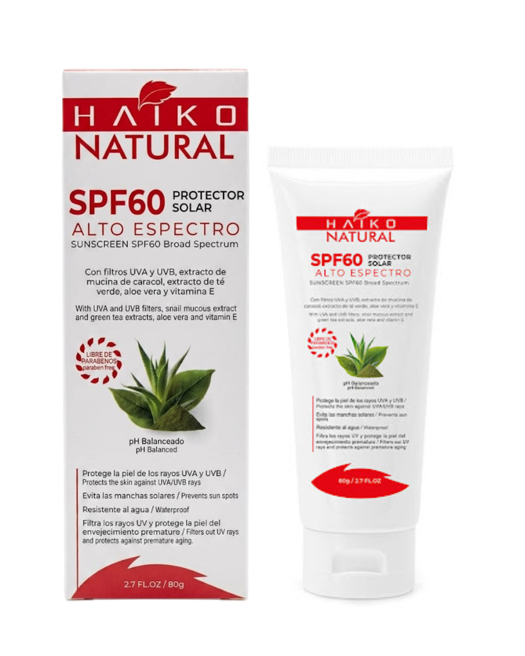Protector solar SPF 60 con extracto de baba de caracol - HAIKO
